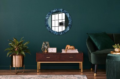 Round mirror printed frame Jungle foliage