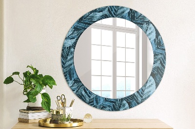 Round mirror printed frame Jungle foliage