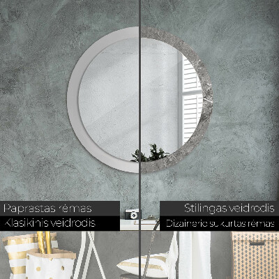 Round mirror printed frame Rustic marble