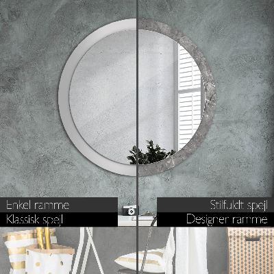 Round mirror printed frame Rustic marble