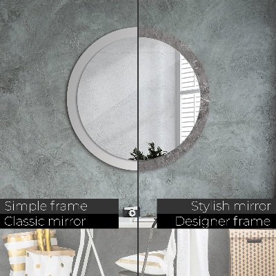 Round mirror printed frame Rustic marble