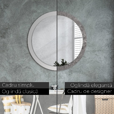 Round mirror printed frame Rustic marble