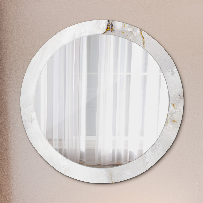 Round mirror printed frame Glossy marble