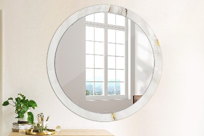 Round mirror printed frame Glossy marble