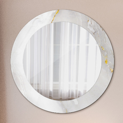 Round mirror printed frame Glossy marble