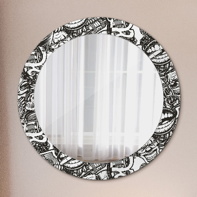 Round mirror printed frame Abstract liquid