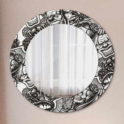 Round mirror printed frame Abstract liquid