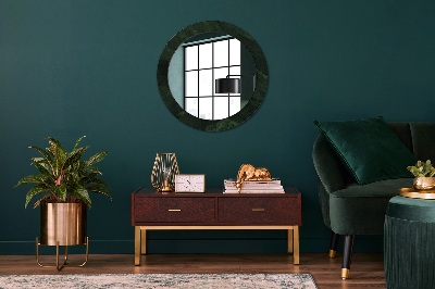 Round mirror print Green marble