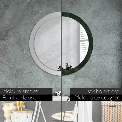 Round mirror print Green marble