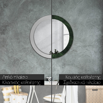 Round mirror print Green marble