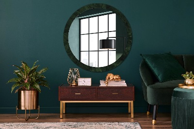 Round mirror print Green marble