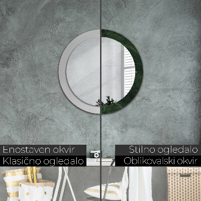 Round mirror print Green marble