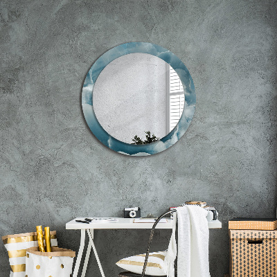 Round mirror print Blue onyx marble