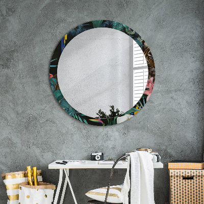 Round mirror decor Jungle forest