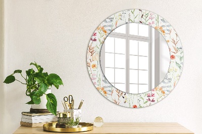 Round mirror decor Wild flowers