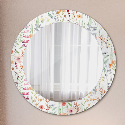 Round mirror decor Wild flowers