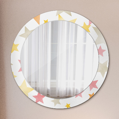 Round mirror print Pastel color stars