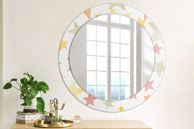 Round mirror print Pastel color stars