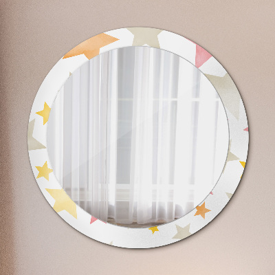 Round mirror print Pastel color stars