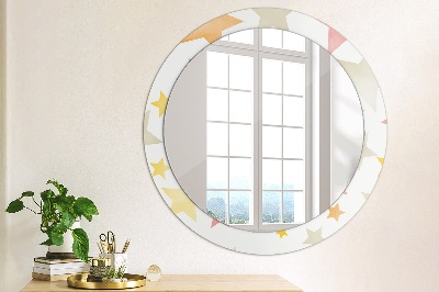 Round mirror print Pastel color stars