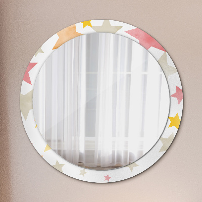 Round mirror print Pastel color stars