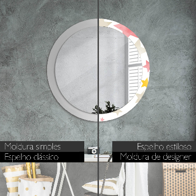 Round mirror print Pastel color stars