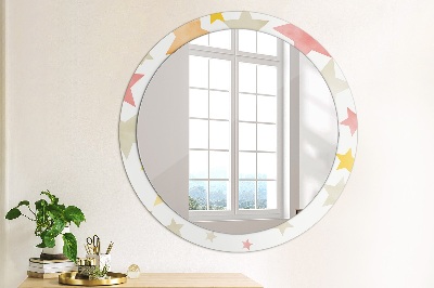 Round mirror print Pastel color stars