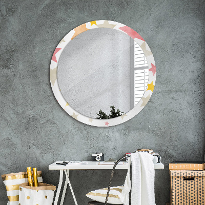 Round mirror print Pastel color stars