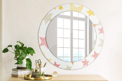 Round mirror print Pastel color stars