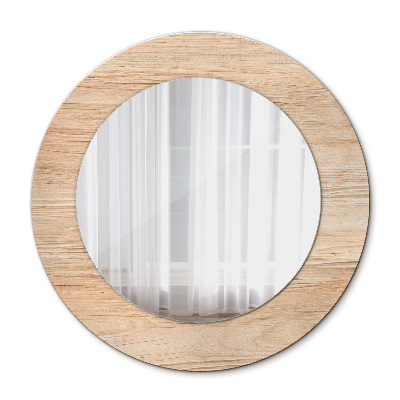 Round decorative wall mirror Wood texture