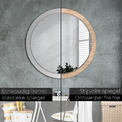 Round decorative wall mirror Wood texture