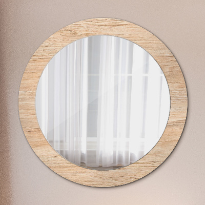 Round decorative wall mirror Wood texture