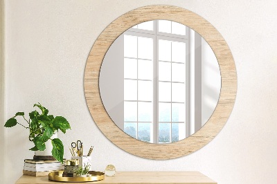 Round decorative wall mirror Wood texture