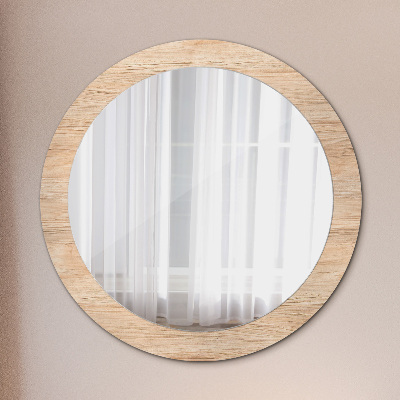 Round decorative wall mirror Wood texture