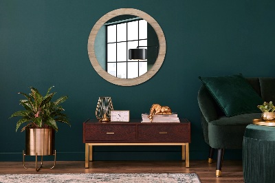 Round decorative wall mirror Wood texture