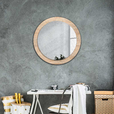 Round decorative wall mirror Wood texture