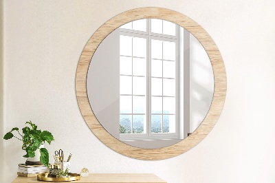 Round decorative wall mirror Wood texture