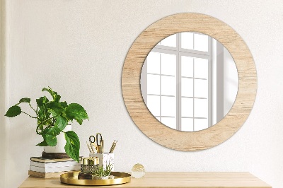 Round decorative wall mirror Wood texture