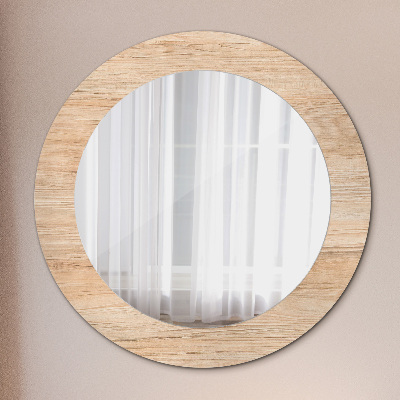 Round decorative wall mirror Wood texture