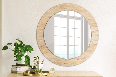 Round decorative wall mirror Wood texture