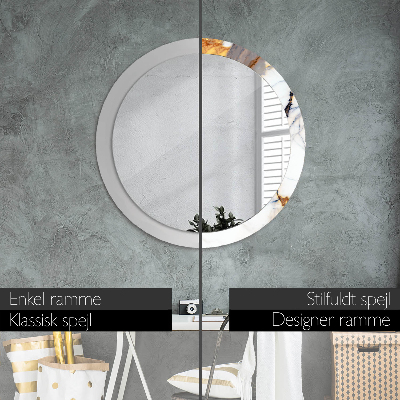 Round decorative wall mirror White marble