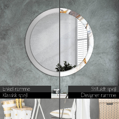 Round decorative wall mirror White marble