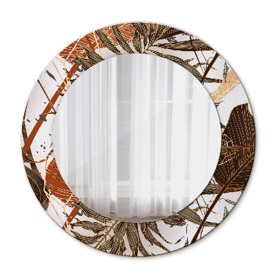 Round decorative wall mirror Palm leaves