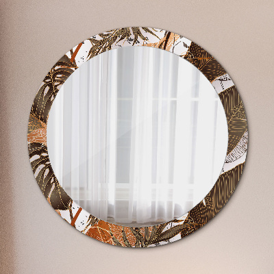 Round decorative wall mirror Palm leaves