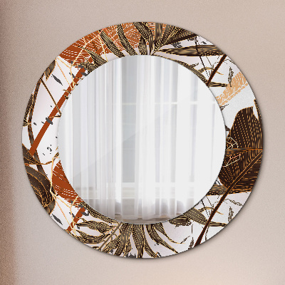 Round decorative wall mirror Palm leaves