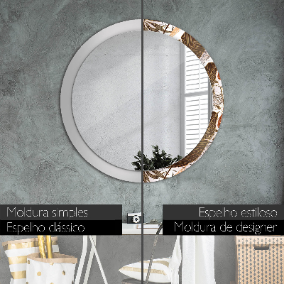 Round decorative wall mirror Palm leaves