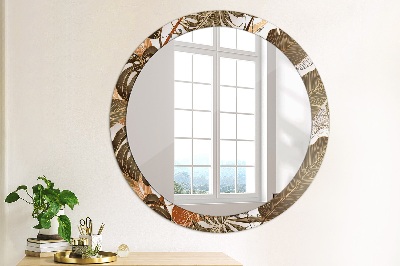 Round decorative wall mirror Palm leaves