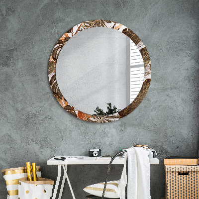 Round decorative wall mirror Palm leaves