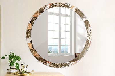 Round decorative wall mirror Palm leaves