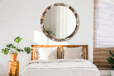 Round decorative wall mirror Palm leaves